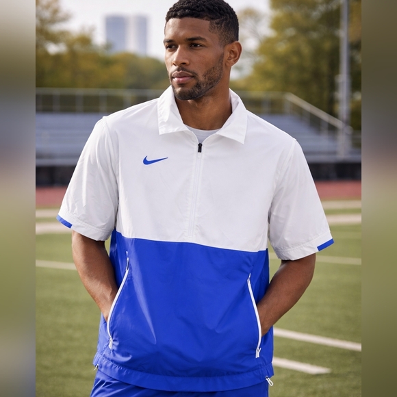 Nike Men’s Half Zip Pullover Windbreaker Blue Pocket Lightweight Mens Medium - Picture 3 of 9